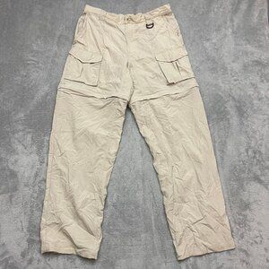Columbia Backcast Pants Mens Sz M 32” Inseam PFG Convertible Fishing Beige UPF